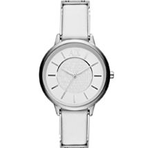 A|X White Leather Band Watch