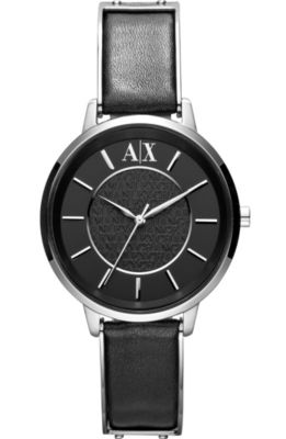 A|X Black Leather Band Watch