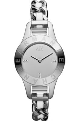 Chain Link Leather Strap Bracelet Watch