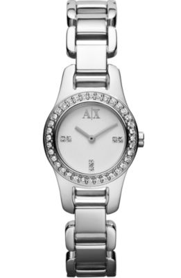 Rhinestone Bezel Silver Bracelet Watch