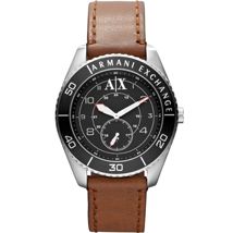 A|X Bezel Brown Leather Strap Watch 