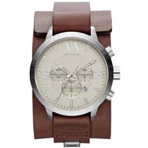 Dark Brown Leather Cuff Watch
