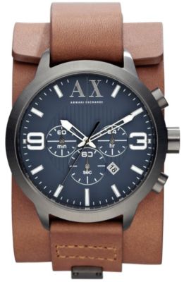 Brown Leather Cuff Watch