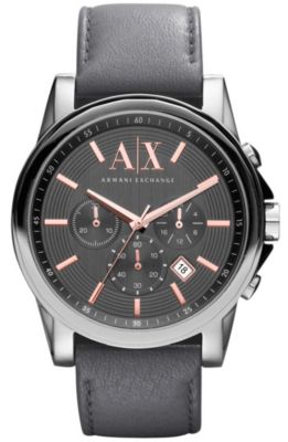 Grey Matte Leather Watch