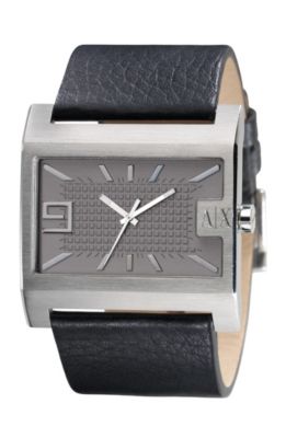 Wide Leather Cuff Watch