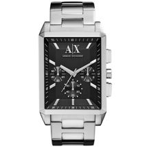 Stainless Steel Rectangular Chronograph Bracelet Watch