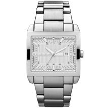 Silver Stainless Steel Rectangular Watch