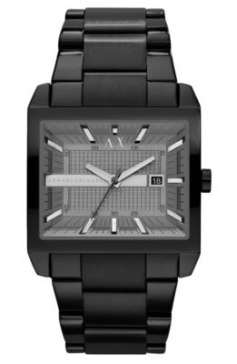 Black Stainless Steel Rectangular Watch