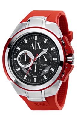 Red Rubber & Stainless Steel Watch
