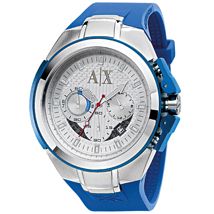 Blue Rubber & Stainless Steel Watch