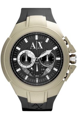 Rubber Strap Metallic Bezel Chronograph Watch