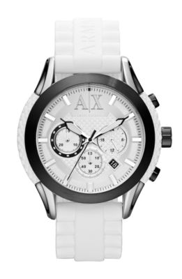 A|X White Silicone Strap Chronograph Watch