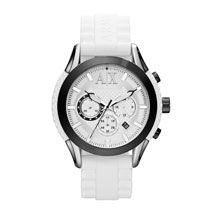 A|X White Silicone Strap Chronograph Watch