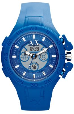 Blue Silicone Dual Movement Watch
